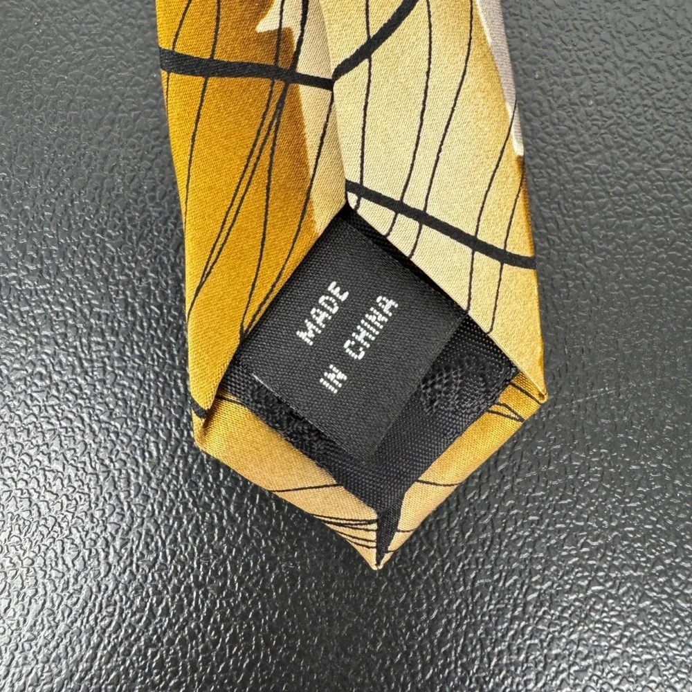 J. Garcia Moon Mountains Collection 51 Silk Tie Gold Grey Abstract Geometric